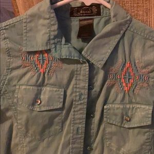 Shyanne teal Button Down Shirt